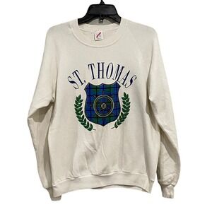 Vintage Jerzees St Thomas White Graphic Pullover Sweatshirt Mens Sz Large